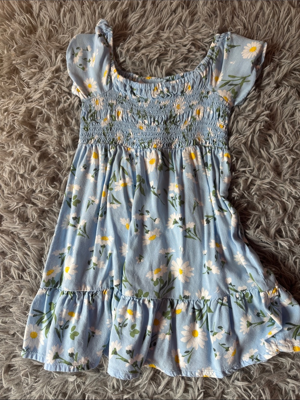 The Children's Place Blue Daisy Smocked Ruffle Dress